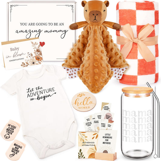 New Mom Gifts & Baby Girl Gift Set for Newborn,Baby Girl Gift Basket with Baby Milestone Blanket,Pregnancy Gifts for Expecting Mom,New Mom Care Package After Baby, Pregnancy Gifts for Women and Baby