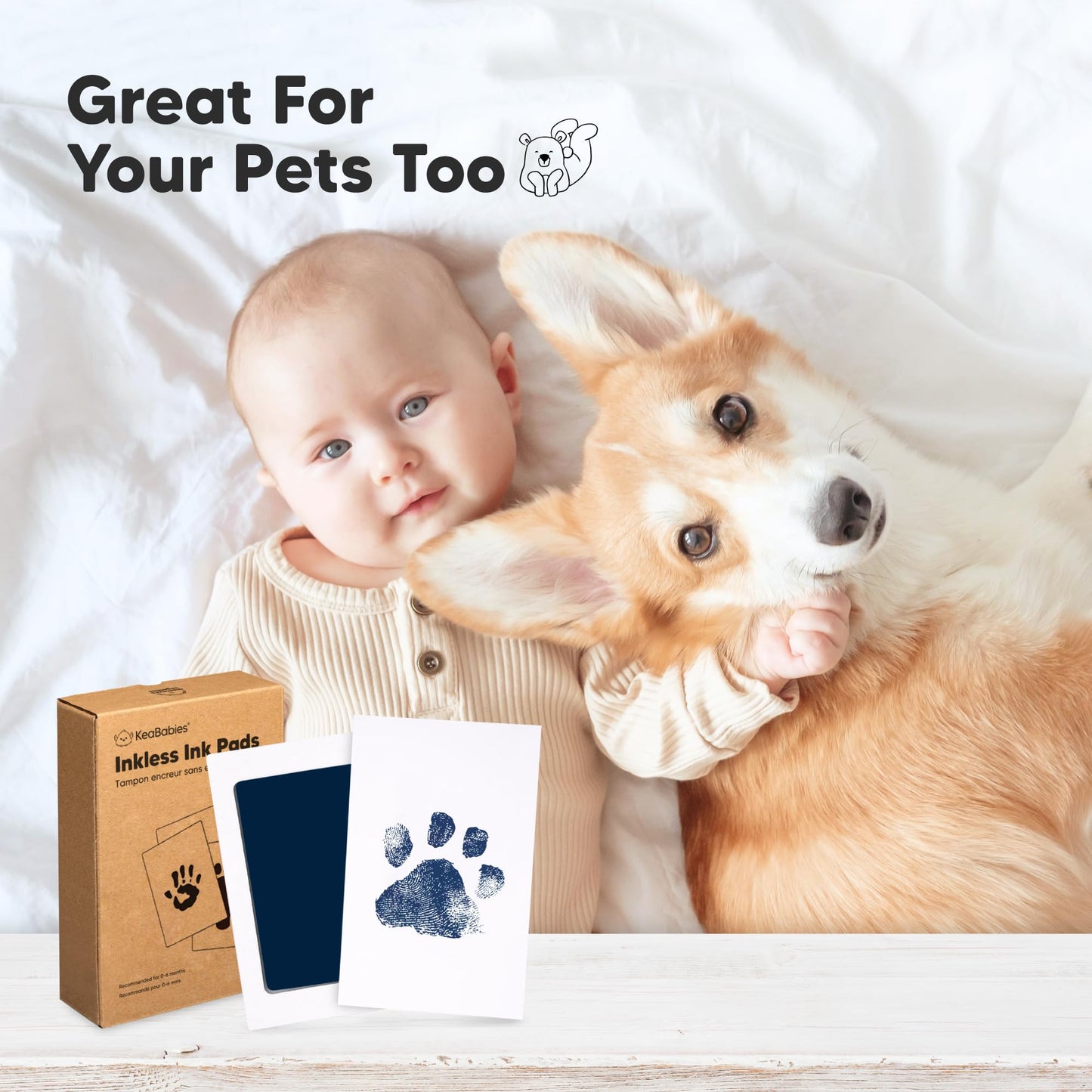 4-Pack Inkless Baby Hand and Footprint Kit - Mess Free Ink Pad for Newborn Keepsake, Dog Nose & Paw Print Kit, Clean Touch Ink Pad for Baby Hand & Footprints, First Mother's Day (Jet Black)