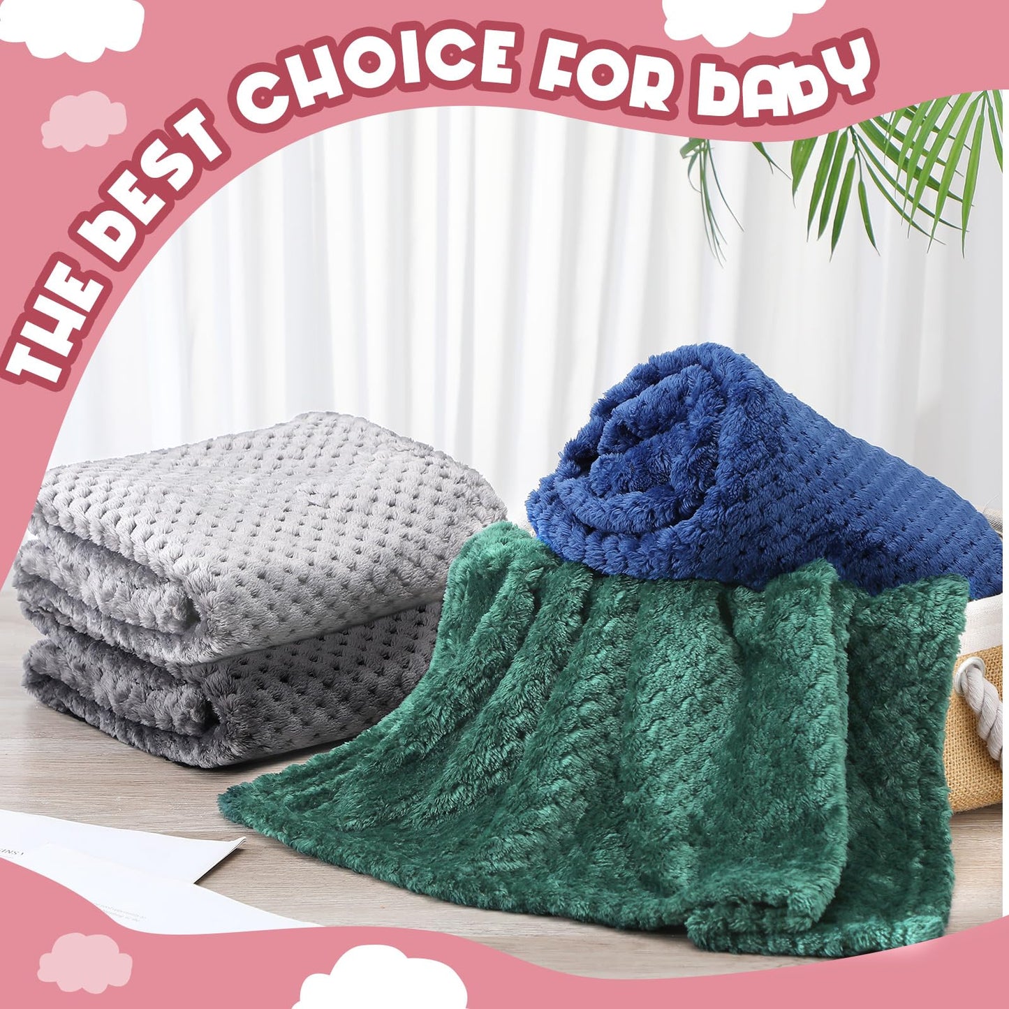 Frienda 4 Pcs Baby Fuzzy Blanket Fluffy Baby Blanket for Boys Girls Soft Warm Infant Newborn Toddler Receiving Nursery Bed Supplies, 32 x 24 Inch(Pink Color)