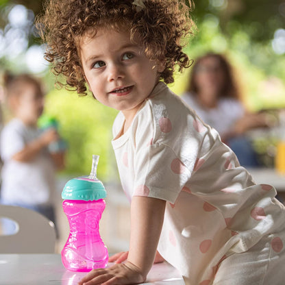 Nuby No-Spill Sippy Cup with Flex Straw - (3-Pack) 10-Ounce Bottles - Sippy Cups for Toddlers 12+ Months - Neutral Color Training Cups for Toddlers