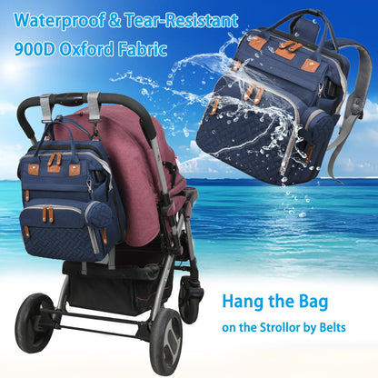 Jeryswet Baby Diaper Bags with Changing Station, Waterproof Large Capacity Diaper Bag Backpack for Moms Dads with USB Charging Port and Stroller Straps, Baby Shower Gifts, Grey