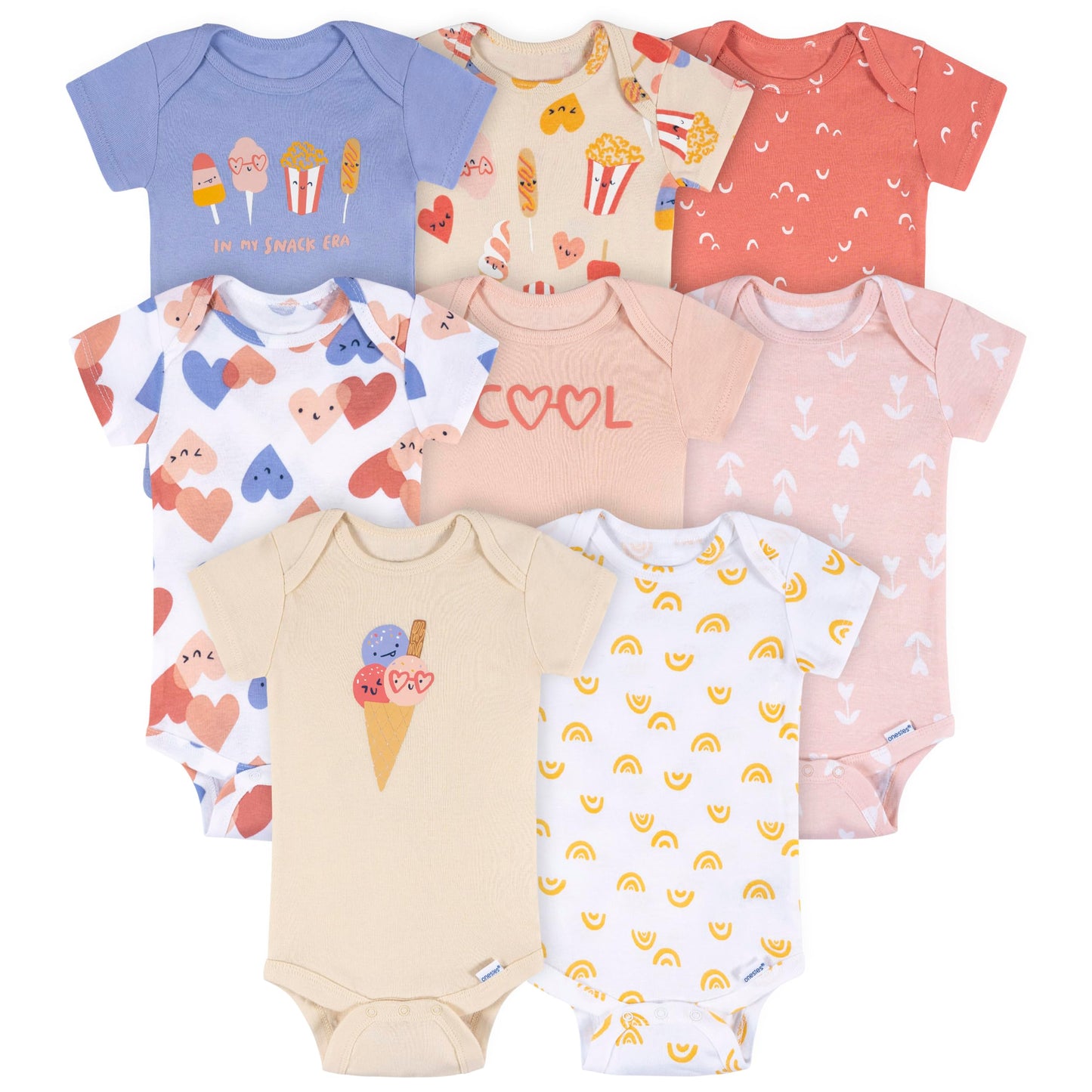 Onesies Brand Baby Girls' 8-pack Short Sleeve Mix & Match Bodysuits