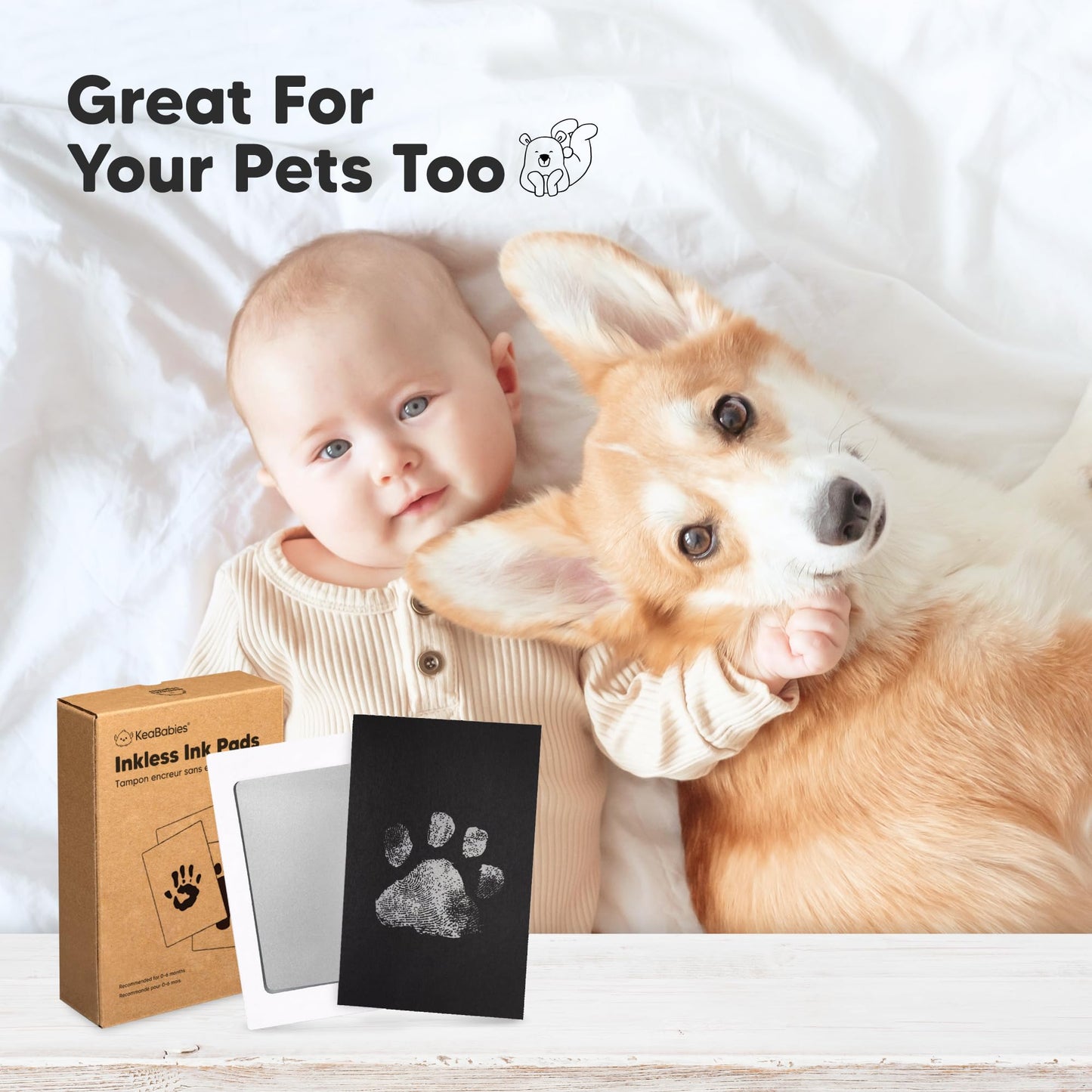4-Pack Inkless Baby Hand and Footprint Kit - Mess Free Ink Pad for Newborn Keepsake, Dog Nose & Paw Print Kit, Clean Touch Ink Pad for Baby Hand & Footprints, First Mother's Day (Jet Black)