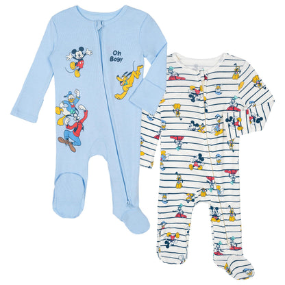 Disney Baby 2 Pack Zip Up Sleep N' Plays Newborn to Infant Sizes (Newborn - 24 Months)