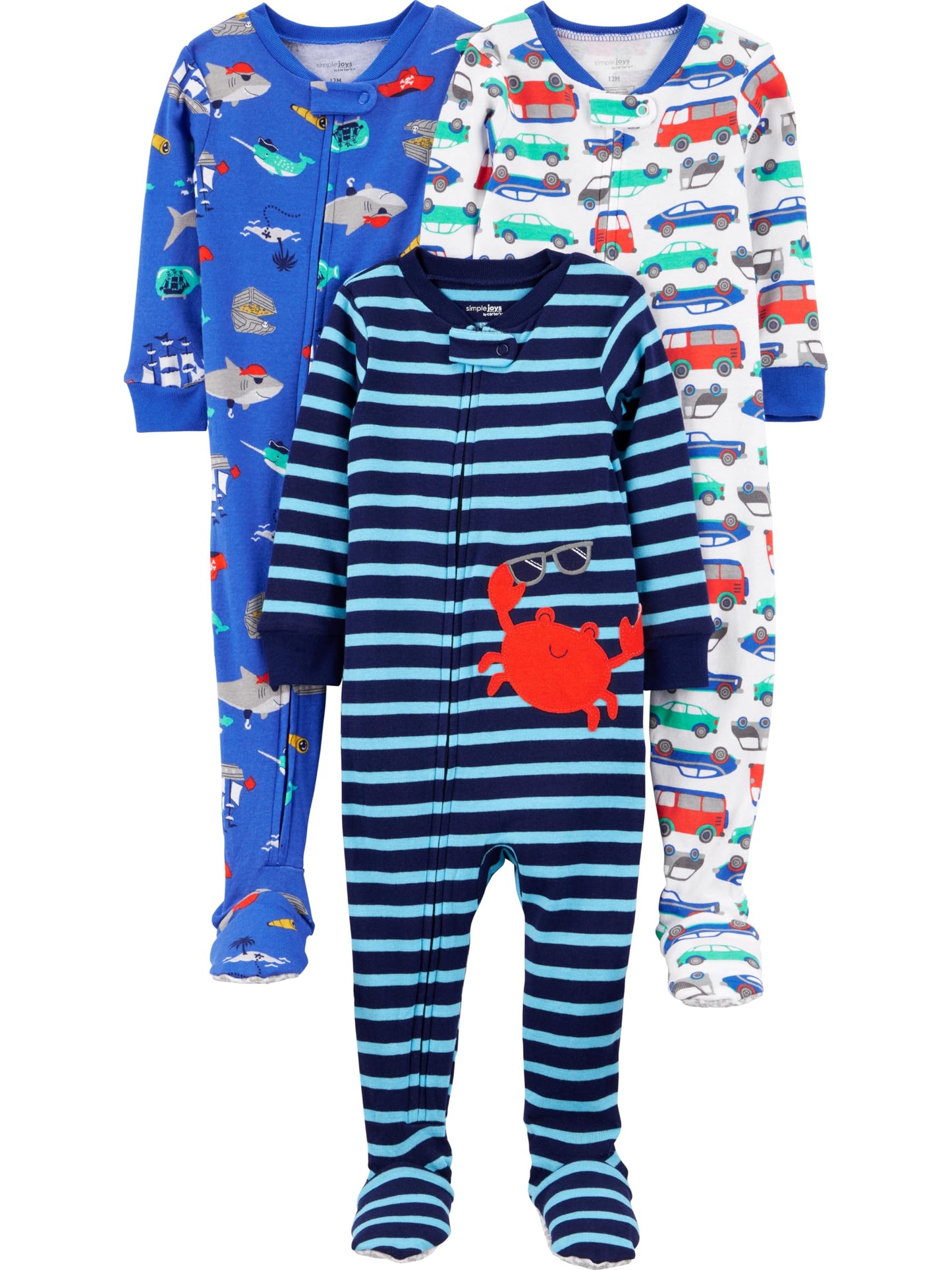Simple Joys by Carter's baby-boys 3-pack Snug Fit Footed Cotton Pajamas