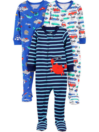 Simple Joys by Carter's baby-boys 3-pack Snug Fit Footed Cotton Pajamas