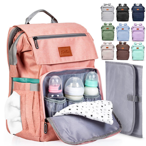 PILLANI Baby Diaper Bag Backpack - Baby Bag for Girls & Boys, Large Waterproof Toddler Diaper Backpack - Baby Shower Gifts & Registry Must Haves - Travel Diaper Bags with Changing Pad - Newborn Stuff