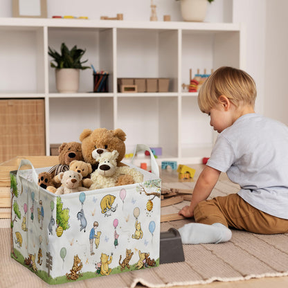 Winnie Nursery Decor, the Pooh Baby Stuff, Winnie Storage Nursery Basket, Large squarecanvas Laundry Hamper With A Waterproof PECoating, Foldable, Toys Bin, Baby Nursery HamperDecor, Star