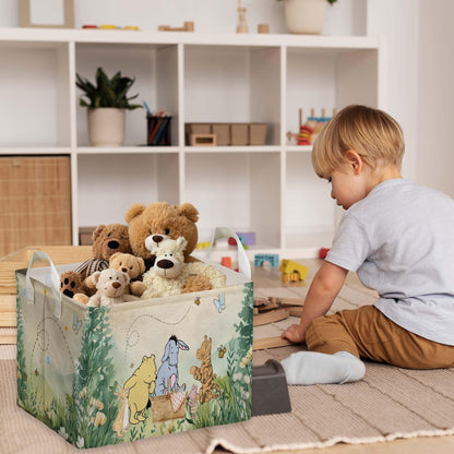 Winnie Nursery Decor, the Pooh Baby Stuff, Winnie Storage Nursery Basket, Large squarecanvas Laundry Hamper With A Waterproof PECoating, Foldable, Toys Bin, Baby Nursery HamperDecor, Star