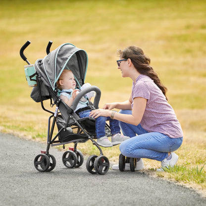 Dream On Me Vista Moonwalk Baby Stroller, Lightweight Travel Umbrella Stroller with Compact Fold, Smooth Ride Wheels, Multi-Position Recline, Spacious Storage Basket with Cup Holder, Light Gray