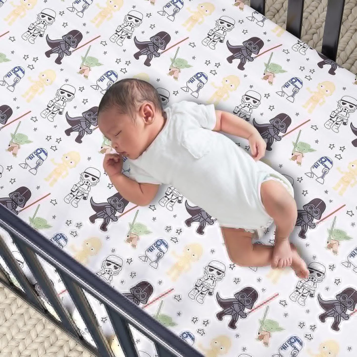 Lambs & Ivy Disney Baby Forever Mickey Mouse White Fitted Crib Sheet
