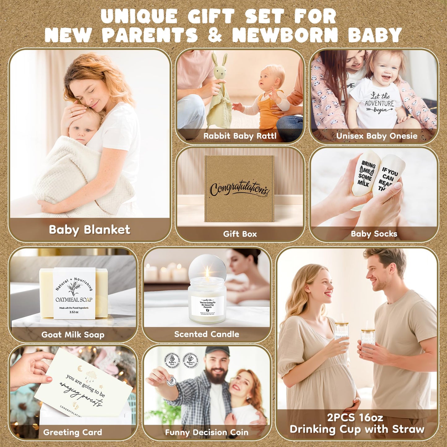 New Mom Gifts & Baby Girl Gift Set for Newborn,Baby Girl Gift Basket with Baby Milestone Blanket,Pregnancy Gifts for Expecting Mom,New Mom Care Package After Baby, Pregnancy Gifts for Women and Baby