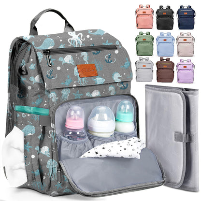 PILLANI Baby Diaper Bag Backpack - Baby Bag for Girls & Boys, Large Waterproof Toddler Diaper Backpack - Baby Shower Gifts & Registry Must Haves - Travel Diaper Bags with Changing Pad - Newborn Stuff