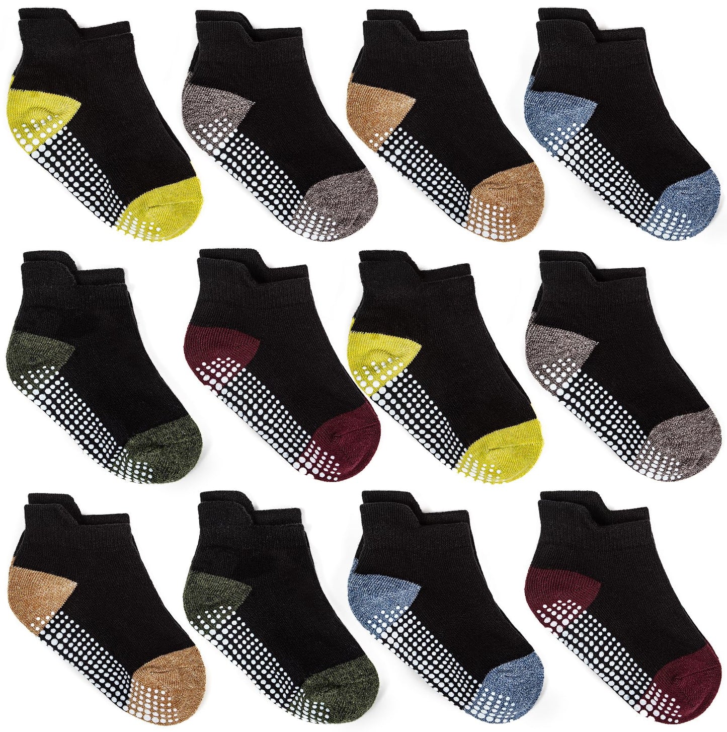 Zaples Baby Non Slip Grip Ankle Socks with Non Skid Soles for Infants Toddlers Kids Boys Girls