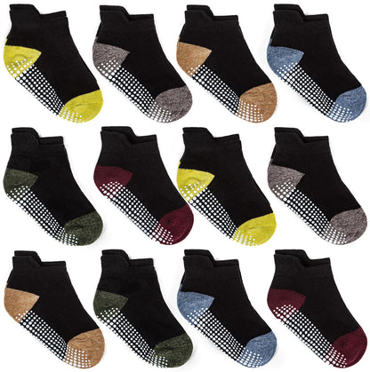 Zaples Baby Non Slip Grip Ankle Socks with Non Skid Soles for Infants Toddlers Kids Boys Girls