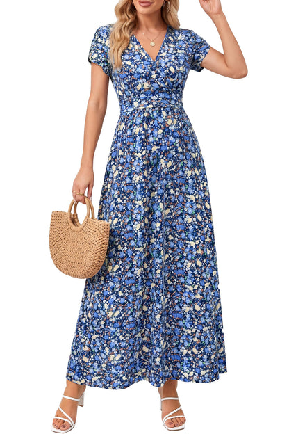 OUGES Maternity Maxi Dress Wrap Baby Shower Pregnancy Dresses for Photoshoot Maternity Outfits Summer Clothes 2026