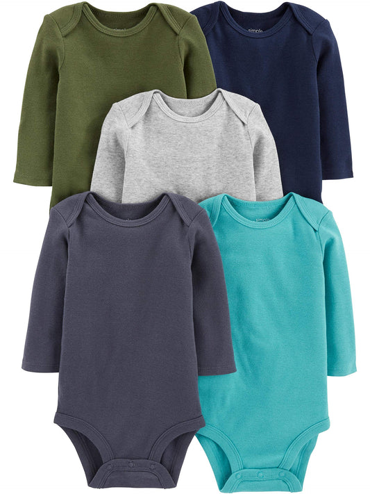 Simple Joys by Carter's Baby-Boys Long-Sleeve Bodysuit Pack of 5Bodysuit