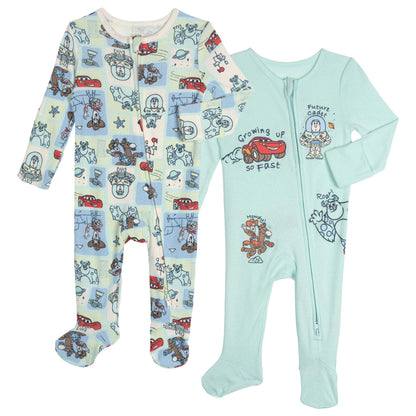 Disney Baby 2 Pack Zip Up Sleep N' Plays Newborn to Infant Sizes (Newborn - 24 Months)