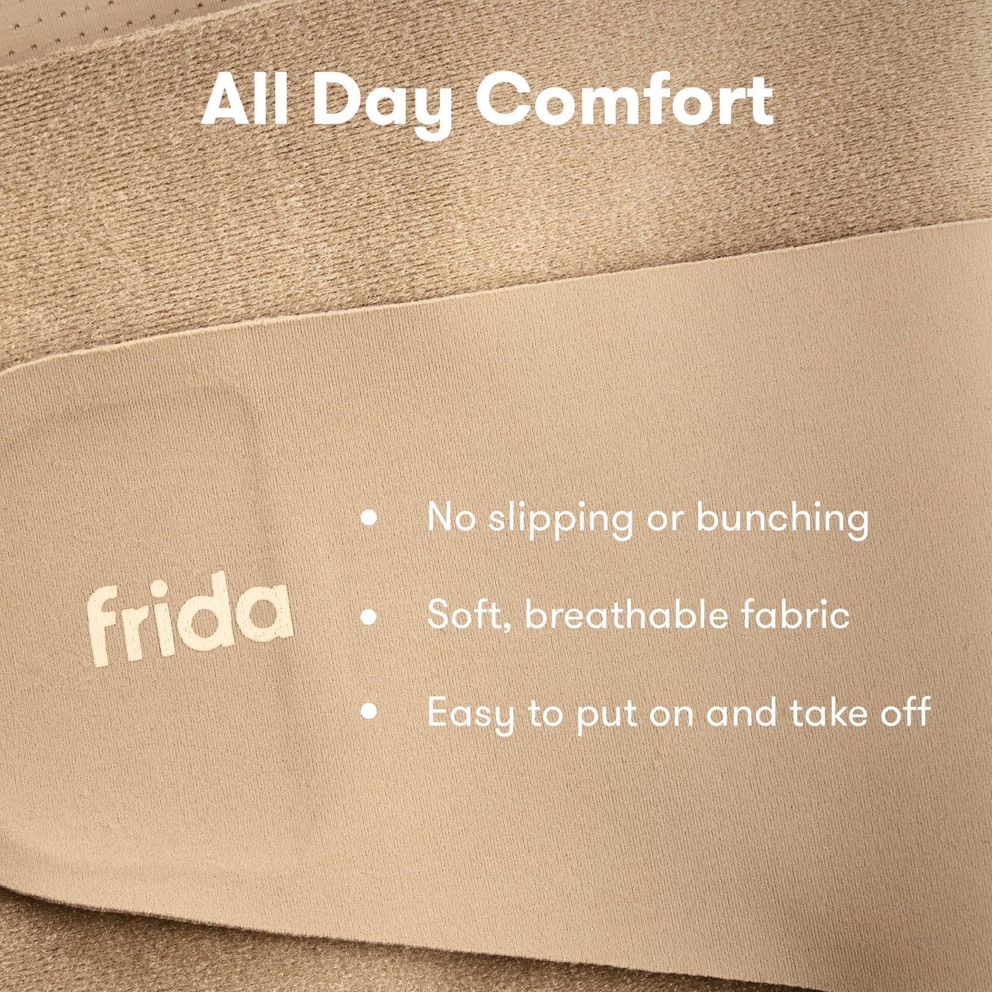 Frida Mom Dual Support Pregnancy Belly Band S/M, Maternity Belly Band with Ultimate Support Back, Hip & Pelvic, Adjustable, Lightweight, Breathable & Comfy, Supports Bump as Baby Grows, Clay