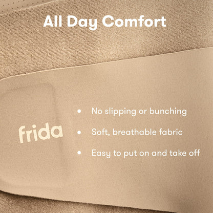 Frida Mom Dual Support Pregnancy Belly Band S/M, Maternity Belly Band with Ultimate Support Back, Hip & Pelvic, Adjustable, Lightweight, Breathable & Comfy, Supports Bump as Baby Grows, Clay
