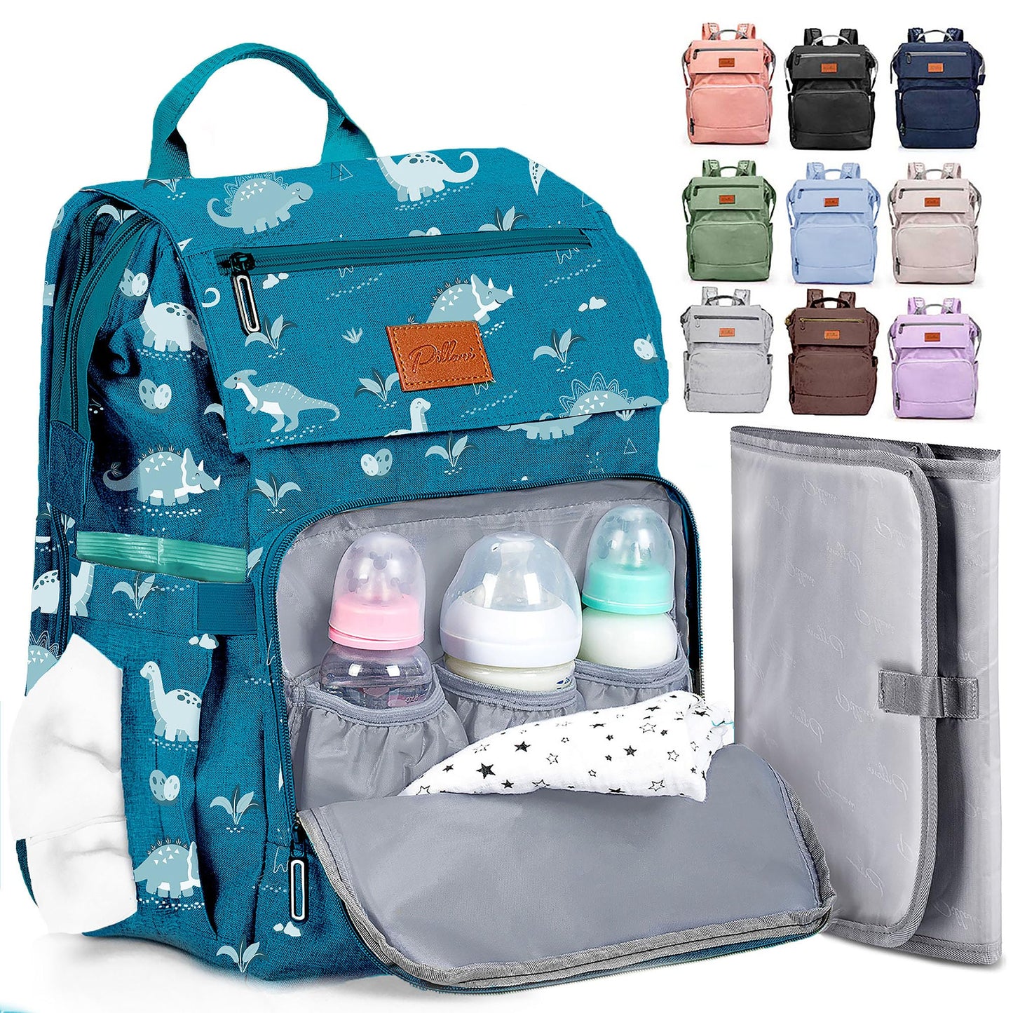 PILLANI Baby Diaper Bag Backpack - Baby Bag for Girls & Boys, Large Waterproof Toddler Diaper Backpack - Baby Shower Gifts & Registry Must Haves - Travel Diaper Bags with Changing Pad - Newborn Stuff