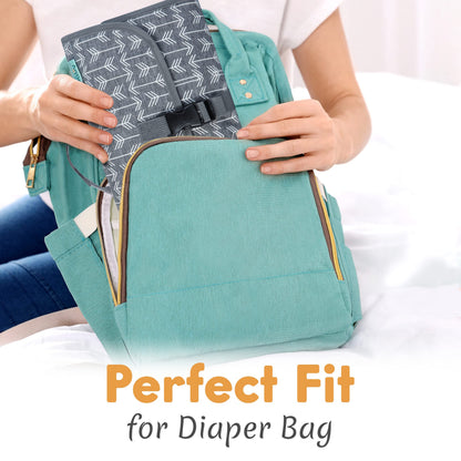 Kopi Baby Portable Diaper Changing Pad - Baby Diaper Changer Travel Bag with Wipes Pocket, Smart Design Portable Changing Mat, Infant Travel Station Kit, Gift for Newborn Girl & Boy - Grey, Classic