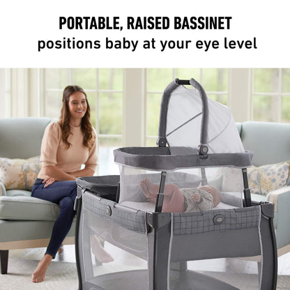Graco® Pack n Play Dome LX Playard with Baby Bassinet Lightweight Portable Crib Push-Button Fold Travel Crib Redmond Convertible