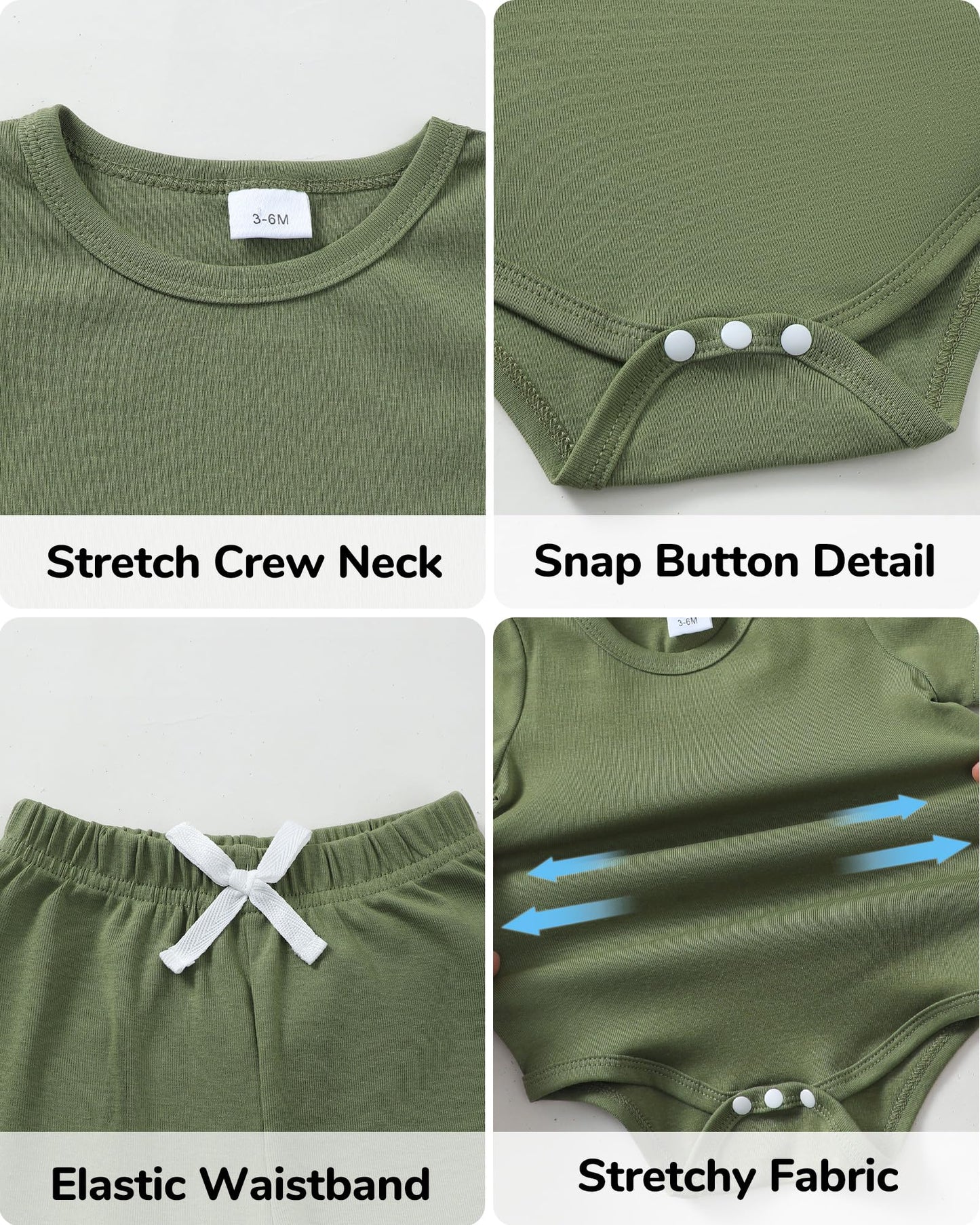 Jecson Newborn Boy Clothes Baby Boy Outfits Summer Set 6-Piece Cotton Short Sleeve Top and Shorts for 0-18M