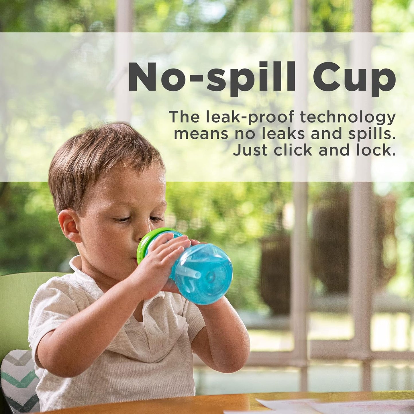 Nuby No-Spill Sippy Cup with Flex Straw - (3-Pack) 10-Ounce Bottles - Sippy Cups for Toddlers 12+ Months - Neutral Color Training Cups for Toddlers