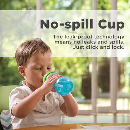 Nuby No-Spill Sippy Cup with Flex Straw - (3-Pack) 10-Ounce Bottles - Sippy Cups for Toddlers 12+ Months - Neutral Color Training Cups for Toddlers