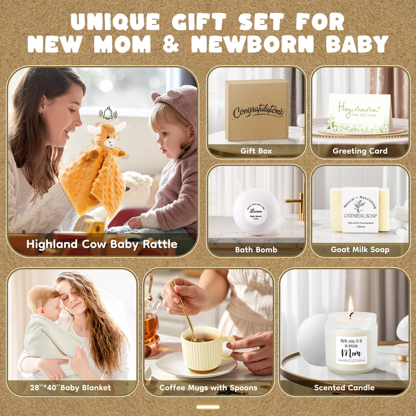 New Mom Gifts & Baby Girl Gift Set for Newborn,Baby Girl Gift Basket with Baby Milestone Blanket,Pregnancy Gifts for Expecting Mom,New Mom Care Package After Baby, Pregnancy Gifts for Women and Baby
