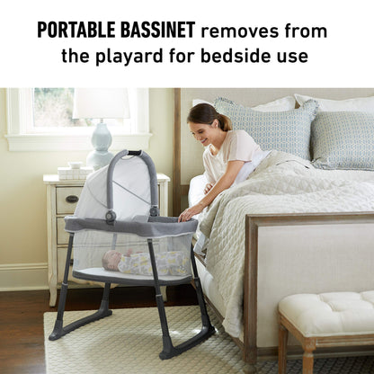 Graco® Pack n Play Dome LX Playard with Baby Bassinet Lightweight Portable Crib Push-Button Fold Travel Crib Redmond Convertible