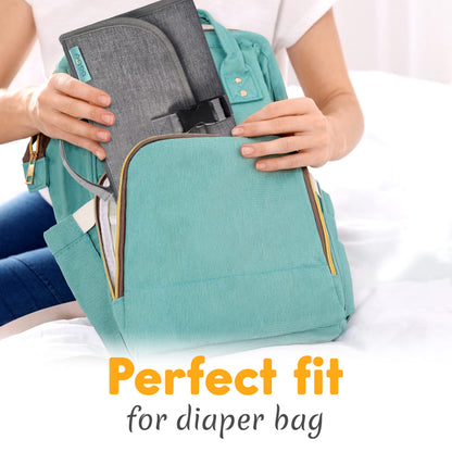 Kopi Baby Portable Diaper Changing Pad - Baby Diaper Changer Travel Bag with Wipes Pocket, Smart Design Portable Changing Mat, Infant Travel Station Kit, Gift for Newborn Girl & Boy - Grey, Classic