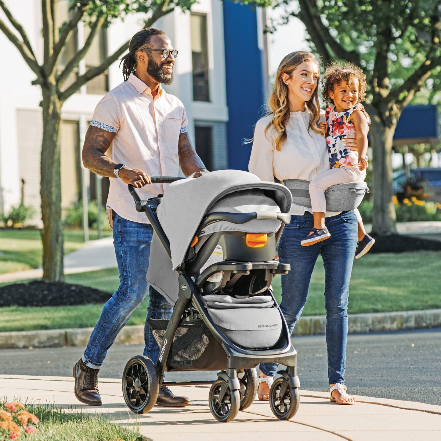 Chicco Bravo® 3-in-1 Trio Travel System, Bravo® Quick-Fold Stroller with KeyFit® 30 Infant Car Seat and Base, Car Seat and Stroller Combo | Parker