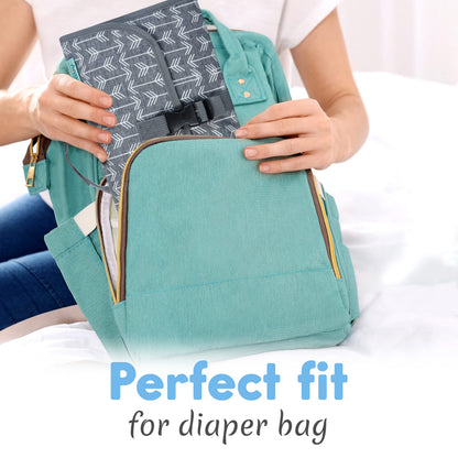 Kopi Baby Portable Diaper Changing Pad - Baby Diaper Changer Travel Bag with Wipes Pocket, Smart Design Portable Changing Mat, Infant Travel Station Kit, Gift for Newborn Girl & Boy - Grey, Classic
