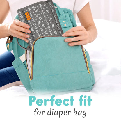 Kopi Baby Portable Diaper Changing Pad - Baby Diaper Changer Travel Bag with Wipes Pocket, Smart Design Portable Changing Mat, Infant Travel Station Kit, Gift for Newborn Girl & Boy - Grey, Classic