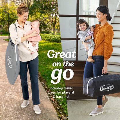 Graco® Pack n Play Dome LX Playard with Baby Bassinet Lightweight Portable Crib Push-Button Fold Travel Crib Redmond Convertible