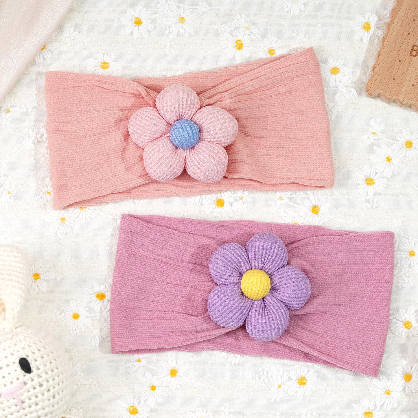 CÉLLOT 5 Pcs Baby Flower Headbands Baby Girls Nylon Headbands Soft Hairbands Hair Accessories for Newborn Infant Toddler Kids