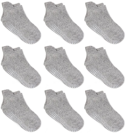 Zaples Baby Non Slip Grip Ankle Socks with Non Skid Soles for Infants Toddlers Kids Boys Girls