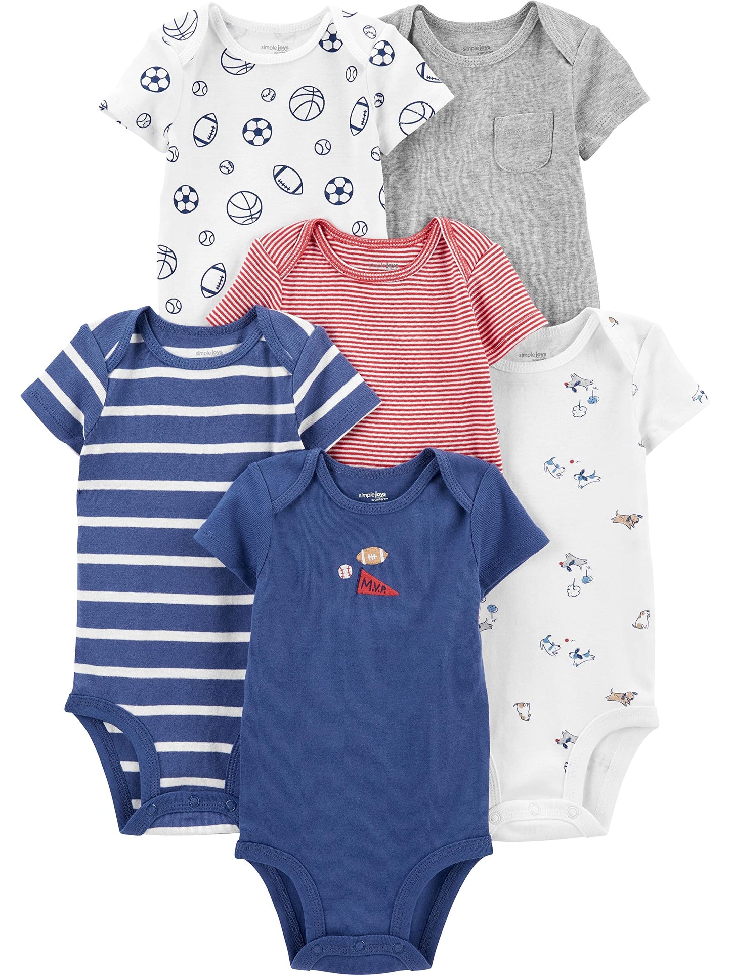 Simple Joys by Carter's Baby-Boys 6-Pack Short-Sleeve Bodysuit