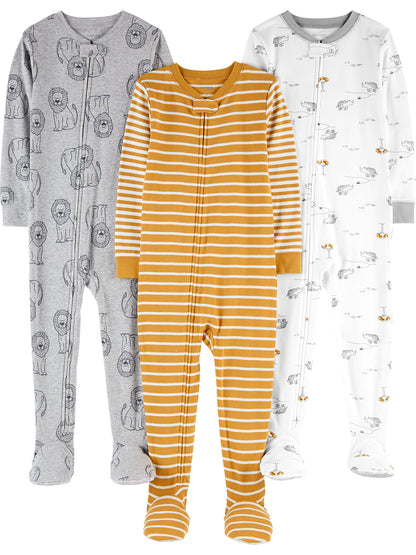 Simple Joys by Carter's baby-boys 3-pack Snug Fit Footed Cotton Pajamas
