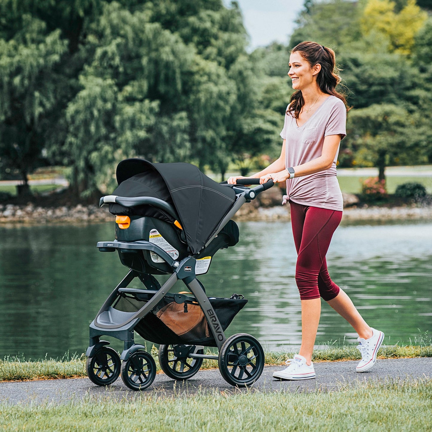Chicco Bravo® 3-in-1 Trio Travel System, Bravo® Quick-Fold Stroller with KeyFit® 30 Infant Car Seat and Base, Car Seat and Stroller Combo | Parker