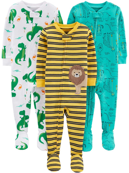 Simple Joys by Carter's baby-boys 3-pack Snug Fit Footed Cotton Pajamas