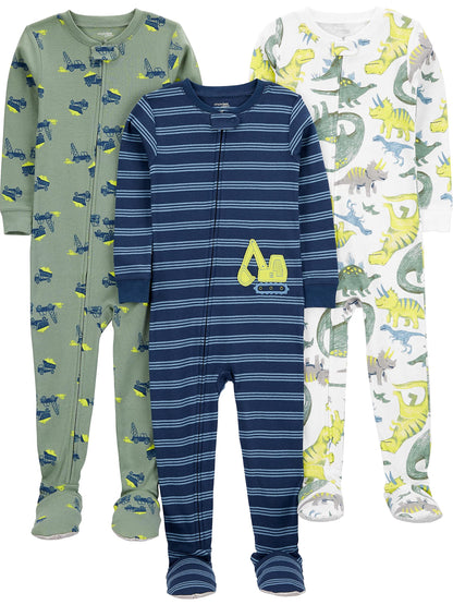 Simple Joys by Carter's baby-boys 3-pack Snug Fit Footed Cotton Pajamas