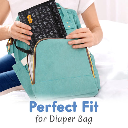 Kopi Baby Portable Diaper Changing Pad - Baby Diaper Changer Travel Bag with Wipes Pocket, Smart Design Portable Changing Mat, Infant Travel Station Kit, Gift for Newborn Girl & Boy - Grey, Classic