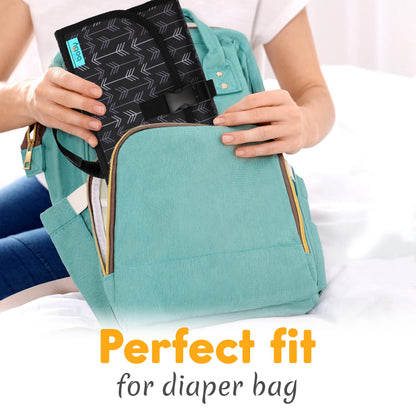Kopi Baby Portable Diaper Changing Pad - Baby Diaper Changer Travel Bag with Wipes Pocket, Smart Design Portable Changing Mat, Infant Travel Station Kit, Gift for Newborn Girl & Boy - Grey, Classic