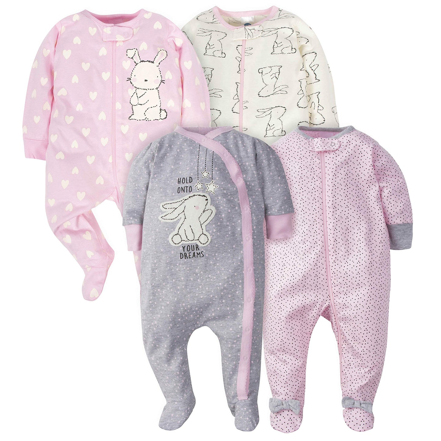 Gerber Baby-Girls 4 Pack Sleep 'N Play Footie