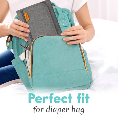 Kopi Baby Portable Diaper Changing Pad - Baby Diaper Changer Travel Bag with Wipes Pocket, Smart Design Portable Changing Mat, Infant Travel Station Kit, Gift for Newborn Girl & Boy - Grey, Classic