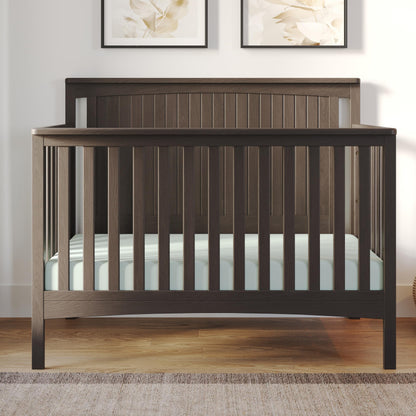 Child Craft Scout 4-in-1 Convertible Baby Crib Nursery Furniture Set - Baby Bed, Dresser with Changing Table Topper, Glider Chair, and Toy Box for Babies, Toddlers and Kids (4 Piece - Dapper Gray)
