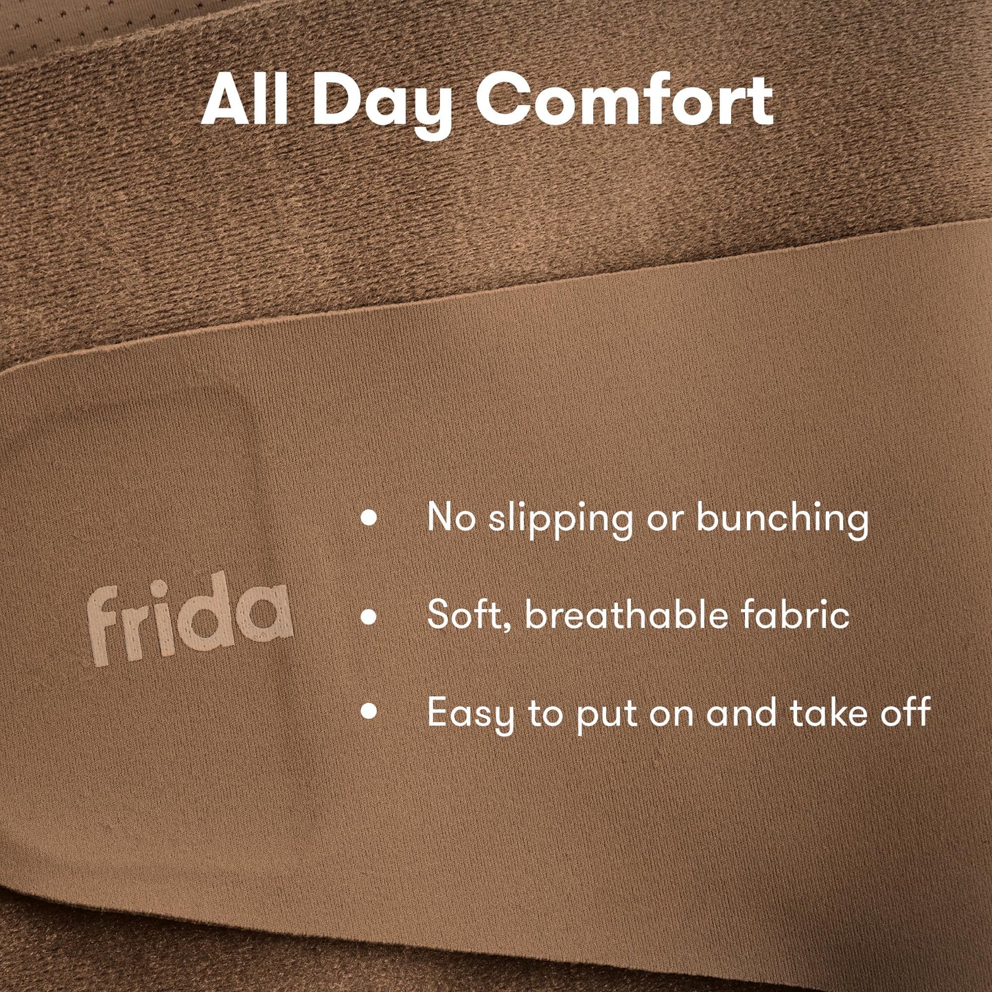 Frida Mom Dual Support Pregnancy Belly Band S/M, Maternity Belly Band with Ultimate Support Back, Hip & Pelvic, Adjustable, Lightweight, Breathable & Comfy, Supports Bump as Baby Grows, Clay